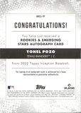 2022 Yohel Pozo Topps Inception ROOKIES & EMERGING STARS AUTOGRAPH 59/299 RC AUTO #BRES-YPO Texas Rangers