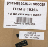 2025-26 Panini Obsidian Soccer Hobby, 12 Box Case *RELEASES 7/24*