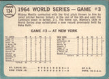 1965 Topps 1964 WORLD SERIES GAME 3 MANTLE'S CLUTCH HR #134 St. Louis Cardinals New York Yankees BV$150