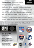 2024-25 Igor Shesterkin Ilya Sorokin Sergei Bobrovsky Andrei Vasilevskiy Upper Deck Ultimate QUAD MATERIALS 5/65 GAME-USED JERSEYS #QM-SSBV Rangers Islanders Panthers Lightning *BACK DAMAGE*