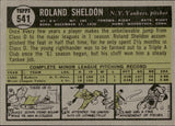 1961 Roland Sheldon Topps ROOKIE RC #541 New York Yankees BV$50 *HIGH NUMBER*