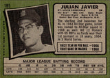 1971 Julian Javier Topps #185 St. Louis Cardinals