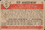 1953 Ted Kluszewski Bowman Color #62 Cincinnati Reds BV$80 *POOR*