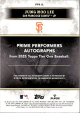 2025 Jung Hoo Lee Topps Tier One PRIME PERFORMERS AUTOGRAPH 109/199 AUTO #PPA-JL San Francisco Giants