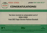 2023 Kodai Senga Topps Chrome Platinum Anniversary BLUE PRISM AUTOGRAPH ROOKIE 67/99 AUTO RC #CPA-KSE New York Mets