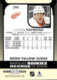 2021-22 Lucas Raymond OPC Platinum MARQUEE ROOKIES NEON YELLOW SURGE RC #286 Detroit Red Wings