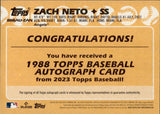 2023 Zach Neto Topps 1988 DESIGN ROOKIE AUTOGRAPH RC AUTO #88BAU-ZAN Los Angeles Angels