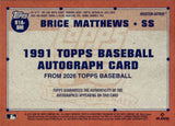 2026 Brice Matthews Topps 1991 DESIGN ROOKIE AUTOGRAPH RC AUTO #91A-BM Houston Astros