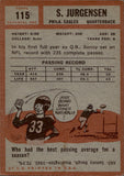 1962 Sonny Jurgensen Topps #115 Philadelphia Eagles