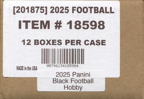 2025 Panini Black Football Hobby, 12 Box Case *RELEASES 10/8*