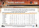 2015 Manny Machado Topps SERIES 1 WITH MIKE TROUT SP PHOTO VARIATION #136 Baltimore Orioles