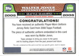 2008 Walter Jones Topps PLAYER-WORN JERSEY RELIC #R-WJ2 Seattle Seahawks