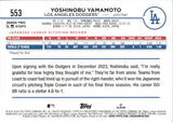 2024 Yoshinobu Yamamoto Topps SERIES TWO SUMMER HOLIDAY FOIL ROOKIE RC #553 Los Angeles Dodgers