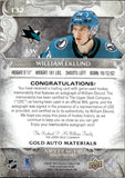 2024-25 William Eklund Upper Deck Artifacts GOLD AUTO MATERIALS 46/65 JERSEY AUTOGRAPH #132 San Jose Sharks