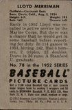 1952 Lloyd Merriman Bowman #78 Cincinnati Reds BV$15