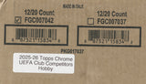 2025-26 Topps UEFA Club Competitions Chrome Soccer Hobby, 12 Box Case