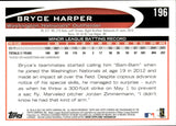 2012 Bryce Harper Topps Chrome ROOKIE RC #196 Washington Nationals 1
