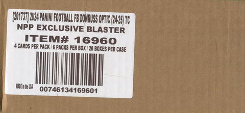 2024 Panini Donruss Optic Football, 20 Blaster Box (Purple Shock) Case