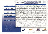 1998 Peyton Manning Pinnacle Score ROOKIE RC #233 Indianapolis Colts