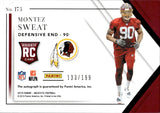2019 Montez Sweat Panini Majestic ROOKIE SIGNATURES 133/199 RC AUTOGRAPH AUTO #175 Washington Redskins