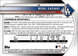2025 Roki Sasaki Bowman Chrome ETCHED IN GLASS VARIATION ROOKIE RC SP! #12 Los Angeles Dodgers