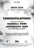 2025 Drew Rom Topps BASEBALL STARS AUTOGRAPH ROOKIE AUTO RC #BSA-ROM St. Louis Cardinals