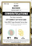 2023 Manny Machado Topps SERIES 1 CITY CONNECT CAP PATCH CARD GOLD 9/10 #CC-MM San Diego Padres