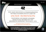 2012 Jackie Robinson Topps SERIES ONE COMMEMORATIVE RETIRED NUMBER PATCH #RN-JR Brooklyn Dodgers