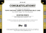 2024 Hunter Pence Topps Tier One AUTOGRAPH JUMBO RELIC JERSEY 22/49 AUTO #AT1JR-HP San Francisco Giants