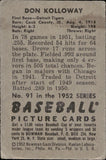 1952 Don Kolloway Bowman #91 Detroit Tigers 1 BV$15