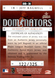 2001 Jeff Bagwell Donruss CLASS OF 2001 DIAMOND DOMINATORS GAME-WORN JERSEY 122/325 #DM-30 Houston Astros