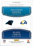 2024 Jonathon Brooks Blake Corum Panini National Treasures ROOKIE NFL GEAR COMBO MATERIALS 22/25 JERSEY RC #RNCG-RB3 Carolina Panthers Los Angeles Rams