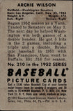 1952 Archie Wilson Bowman #210 Washington Senators BV$15