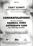 2024 Casey Schmitt Topps BASEBALL STARS AUTOGRAPH AUTO #BSA-CS San Francisco Giants