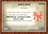 2011 Monte Irvin Topps UPDATE THROWBACK MANUFACTURED PATCH CARD #TLMP-MI New York Giants