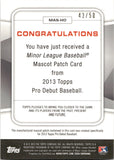 2013 Hootz Topps Pro Debut MASCOTS GOLD 43/50 #MAS-HO OREM OWLZ LOS ANGELES ANGELS
