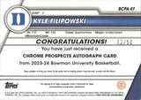2023-24 Kyle Filipowski Bowman University Chrome PROSPECTS AUTOGRAPH GOLD LAVA REFRACTOR 32/50 AUTO #BCPA-KF Duke Blue Devils Utah Jazz