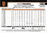2025 Justin Verlander Topps UPDATE ORANGE HOLOFOIL 2/25 #US100 San Francisco Giants