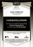 2022 Alex Verdugo Topps Tier One BRK OUT AUTOGRAPH 170/199 AUTO #BOA-AV Boston Red Sox