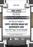 2023 Mark Vientos Topps Tier One BRK OUT ROOKIE AUTOGRAPH 32/299 RC AUTO #BOA-MV1 New York Mets