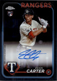 2024 Evan Carter Topps Chrome ROOKIE AUTO AUTOGRAPH #RA-EC Texas Rangers
