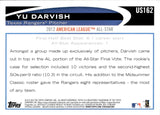 2012 Yu Darvish Topps Update MLB ALL-STAR GAME SP PHOTO VARIATION #US162 Texas Rangers American League