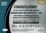 2017 Christian McCaffrey SAGE HIT PREMIER DRAFT ROOKIE AUTOGRAPH RC AUTO #A93 Stanford Cardinal Carolina Panthers *NRMT CORNER*