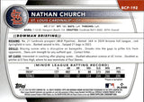 2025 Nathan Church Bowman Chrome 1ST BOWMAN GOLD SHIMMER REFRACTOR ROOKIE RC 28/50 #BCP-192 St. Louis Cardinals