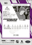 2023-24 Simon Edvinsson O-Pee-Chee PURPLE BORDER ROOKIE 31/49 RC #563 Detroit Red Wings