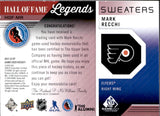 2021-22 Mark Recchi Upper Deck SP Game Used HALL OF FAME LEGENDS SWEATERS PATCH 21/35 #HOF-MR Philadelphia Flyers