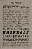 1952 Ted Gray Bowman #199 Detroit Tigers BV$15