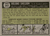 1961 Roland Sheldon Topps ROOKIE RC #541 New York Yankees 3 BV$50 *HIGH NUMBER*