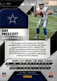2016 Dak Prescott Panini Prizm SILVER PRIZM ROOKIE RC #231 Dallas Cowboys