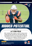 2024 Ja'Lynn Polk Panini Donruss Optic HIDDEN POTENTIAL PURPLE STARS PRIZM ROOKIE AUTOGRAPH 15/25 RC AUTO #5 New England Patriots